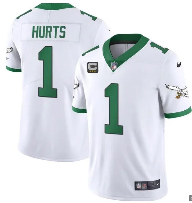 2023 Men NFL Philadelphia Eagles #1 Hurts Kelly white alternate Jersey->customized nfl jersey->Custom Jersey